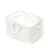 洗濯 ランドリーボックス 長方形 綿麻 簡素なデザイン 欧米田園イメージ　取っ手付き 内面防水塗装 吸湿防止 防塵カバー 簡単自立 折り畳み片付け バスケット ストレージ 収納ケース かご 小物入れ 巾着