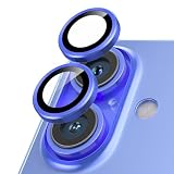 Podick カメラフィルム iPhone 16/16 Plus用 カメラカバー 9H強化ガラス アルミ合金 アイフォン16/16Plus用 カメラ保護 キズ防止 耐衝撃 高透過率 黒縁取り 露出オーバー防止 極薄 レンズカバー プロテクター ブルー