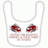 BABY BIB 1057 BLUE RIM SOUND THE ALARM THERE A NEW CHIEF IN TOWN QUALITY FUNNY BABY BIB by SIGNS 2 A
