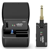 LEKATO ギターワイヤレス ギターワイヤレスシステム WS-100 ベース エレキギター 送受信機 3.5mmと6.35mm モノラルプラグ付き 2.4GHz 4チャンネル USB充電 軽量 コンパクト 190°回転 ブラック