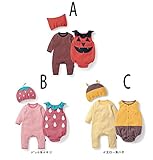 ベビー赤ちゃん　新生児連体服セットアップ カバーオール 3点セット C ( 80-90-95cm)各サイズ一枚ずつ 【3点】