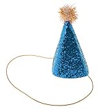 Lovoski 全５色　帽子　少年少女　キラキラ　スパンコール　誕生日　パーティー　可愛い　コーン - 青