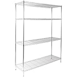 タンスのゲン スチールラック 【耐荷重400キロ】 4段 幅150 高さ180 奥行45 キャスター付き メタル 防サビ クロムメッキ ポール径25mm 5030000300