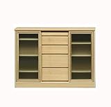 大川家具 関家具 キャビネット サリナ 120cm幅 奥行40cm ガラス扉 ナチュラル 162194
