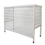 LEON (レオン) エアコン 室外機カバー おしゃれ 新世代ラタン 耐UV性 耐候性 耐衝撃性 ホワイト 大型 日よけ 遮熱