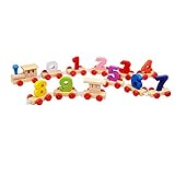 Demiawaking　木製　電車·列車·トレイン 知育玩具 （ローマ字，数字）26pcsセット 子供にギフト (数字)