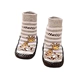 グレーストライプ鹿柄のロングスタイルのコットンソフト赤ちゃんソックス、15センチメートル