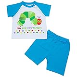 【本体綿100％】2017年 夏物 はらぺこあおむし 天竺 半袖パジャマ THE WORLD OF ERIC CARLE サックス◇90cm