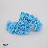 72pcs 2.5 CM PEフォームレースローズ人工フラワーブーケウェディングデコレーションDIY花輪ギフトボックススクラップブッククラフトフェイク花 One Size ブルー SHRZH32814