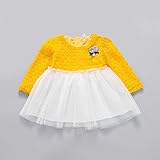 ベビー服 子供服 女の子ワンピース Pojour 長袖ドレス 可愛いチュールスカート 秋 オシャレ 通園 発表会 旅行 記念日 プレゼント 黄色