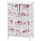 ランドリーチェスト 4段 木製 バスケット引き出し収納付き 白(ホワイト) 【完成品】