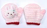 ワッペンを押すと「ピコピコ」とかわいい音が鳴る♪ベビーのびのび笛付きミトン手袋　ウサちゃん　ピンク
