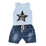 MIOIM ベビー服 子供服 上下セット 女の子 キッズ 赤ちゃん Tシャツ タンクトップ デニム ハーフパンツ 2セット 出産お祝い 記念日 プレゼント