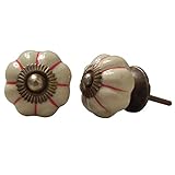 IndianShelfのセット2ハンドメイドセラミッククリームレッドMediumドアノブ引き出しハンドルドレッサーPulls 10 Knobs of 1.50" SCMK-70-2-10