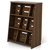 本棚 マンガ収納 スライド＆ディスプレイ スライド式 ブックエンド 木製 リアル木目 スリムタイプ 幅60 下段 単品 ウォルナット