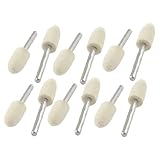 uxcell 軸付き砥石　研磨　ルーター　フェルトホイール　フェルト軸付ホイール　マウントポイント　研削ビット　テーパー形状　金属　フェルト　　オフホワイト　12個入り