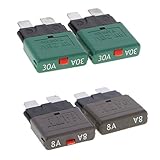 GRALARA 4個入り　28V　自動車　トラック　ボート　ミニブレードヒューズ　手動　回路ブレーカ　全8サイズ - 8A + 30A