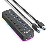 IPT 7ポート USB3.0 ハブ 個別スイッチ付き USBハブ セルフパワー バスパワー 両対応 5Gbps 高速 同期 データ転送 ドッキングステーション ◇YX-U307