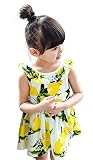 あかね哥 レモン 柄 バック V字 リボン ワンピース フレア ノースリーブ リゾート ドレス 子供服 女の子