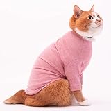 ぽぽねこ 猫に優しい猫服 オーガニックコットンT 無地（長袖） (レッド, S)
