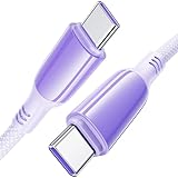 MINSLIS USB Type C ケーブル 100W/5A PD対応 Type-C to Type-C 急速充電 ナイロン編み タイプc 充電コード iPhone 17/16 Pro/16 Plus/16 Pro Max, MacBook Air/Pro 13'', iPad Mini 6/Pro/Air, Switch等USB-C機種対応 パープル (1m)
