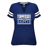 NFL Tennessee Titans Short Sleeve Notchと腕ストライプTシャツ、2 x、ネイビー/ホワイト