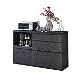 KAGUCOCO キッチンカウンター 完成品 [アンサンブル 幅140(139.1)cm｜引出タイプ｜アッシュグレイ] レンジ台 レンジボード 食器棚 キャビネット グレー アースカラー 日本製 大川 家具 おしゃれ