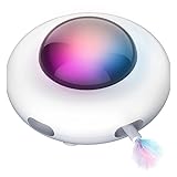 Skyeen 自動UFO猫のおもちゃ 電動 猫じゃらし ペット用 スマート娯楽猫のおもちゃ オーロラの色の変更 USB充電式