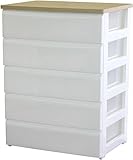 平和工業 チェスト TW 5段 木製天板 745 ホワイト