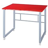 パソコンデスク 勉強机 ハイタイプ デスク 事務机 テーブル PCデスク パソコン机 ハイ 〔幅90cm〕 レッド