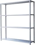 グッドラック・中量ラック・耐荷重 段300ｋｇ【H1800XW1800X奥行3サイズ-4段】組立ボルト数0本・色ホワイトグレー (H1800XW1800XD450-4段)