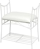 エントランスチェア スツール 玄関椅子 椅子 いす 腰掛台 シューズラック 収納棚 レザー 合成皮革 PU スチール スパニッシュ テイスト デザイン ホワイト