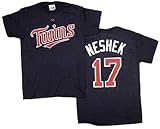 小さなパット・ネシェック大人用Minnesota Twins NavyブルーPlayer Tシャツ/ジャージー