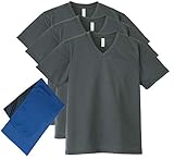 [グリマー] 無地 半袖 4.4zo ドライ Vネック Tシャツ 00337-AVP 3枚セット SS-5L タオル（カラー選択不可） 付き ダークグレー 4L