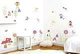 Enchanted Garden Fairies Girl's Nursery and Bedroom Wall Sticker Decor Kit