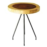 切り株 【サイドテーブル】 BAUM（バウム） 木 木製 無垢材 耳つき サイド 机 円形 丸い 鉄脚 アイアン ブルックリン 素材感