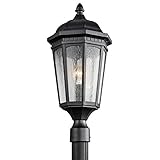 Kichler Lighting 9532BKT Courtyard 1-Light Outdoor Post Mount, Textured Black Finish with Etched See