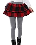 FireflyShop ガールズ スカッツ 10分丈 女の子 裏起毛 レギンス チェック柄 レギンス付きスカート 子供 スパッツ (130, グレー)