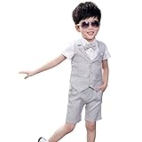 topmodelss 男の子スーツ フォーマル シャツ パンツ 蝶ネクタイ ベスト付き 七五三 結婚式 4点セット ブラック 90cm