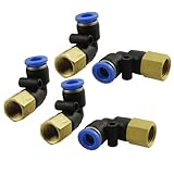 uxcell　クイック継手　ポリエチレンPUチューブ　クロームメッキ真鍮　12.7mmメスネジ　40 x 30mm　5個入り