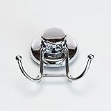 Gecko-Loc Heavy Duty, Stainless Steel & Chrome Super Suction Cup Double Hook & Shower Accessories Ho