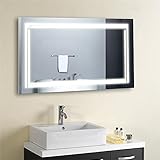 Decoraport 36インチ* 28インチ水平LED壁マウントLighted Vanity Bathroom SilveredミラーLarge Cosmetic Mirror withタッチボタン