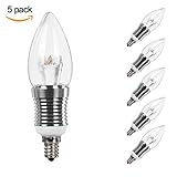 LED candelabra bulbs, 40 Watt Equivalent, Silver Candelabra Base decorative light bulbs, E12base, NO