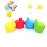IDのパック4シリコンSippy Lids for Baby Drinking、変換にガラスをAnyカップまたはSippy Cup , Makes Drinks Spillproof、再利用可能な、耐