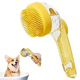 WONIONI 犬 シャンプーブラシ シャンプー 泡立て器 シャンプーディスペンサー ドッグシャワーブラシ ペット用バスブラシ. シリコン製バスブラシ マッサージブラシ (イエロー)