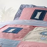 MARGARET MUIR ベビーカバーリング3点セット(掛け布団カバー・ピローケース・フィットシーツ) 刺繍 綿100% (Blue sky)