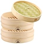 吉冨士工芸 竹せいろ 2段セット 蒸し器 中華セイロ 専用シート20枚付 (竹21cm)