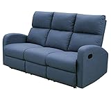 大川家具 関家具 手動リクライニングソファ 3人掛け (幅180cm/素材:ファブリック) ブルー 235178