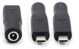 Sound Wave USB-C - DC5521 変換アダプタ ｵｽ ﾒｽ USB Type-C 変換アダプタ、 USB Type C 延長アダプタ、USB C オス DC変換コネクタ メス 外径5.5mm 内径2.1mm メス 延長アダプター φ5.5/2.1Type C 変換 DC5521F-C直 (3個)