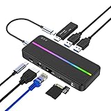 Mirabox USB C ハブ 8-in-1ドッキングステーション Type C ハブ HDMI 4K30Hz出力 三つ画面拡張と複製/2*USB-A 2.0 /1*USB-A 3.0/PD3.0充電(100W)/RJ45LANポート(100Mbps)/TF/SDカードリーダー